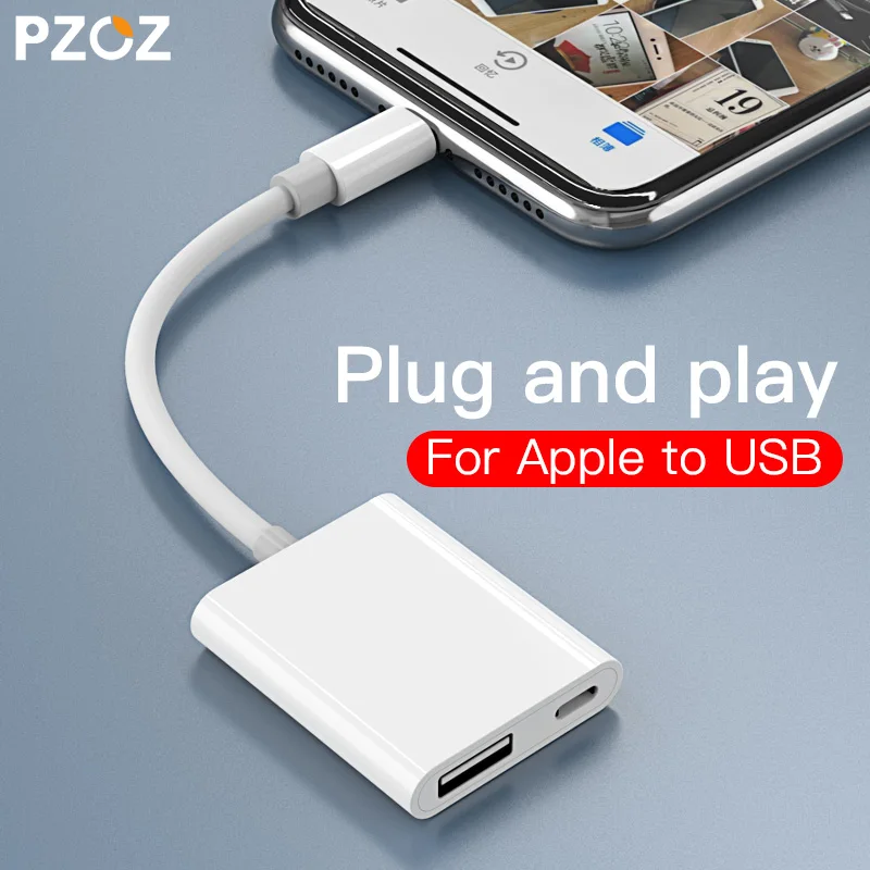 PZOZ 2 в 1 OTG для Apple iPhone к USB устройство чтения камер зарядный кабель IPhone 11 Pro X XS Max 8 7 6