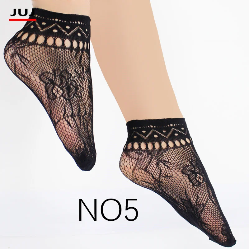 

Lolita Flora Women's Summer Sexy Mesh Silk Knee Sock for Female Ultrathin Transparent Nylon Short Socks with Lace High Plus Size