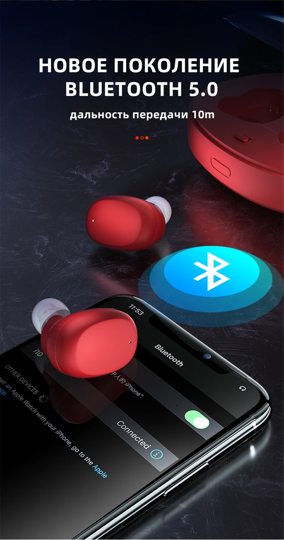 GVANCA I-10 TWS Fingerprint Touch 5,0 Bluetooth наушники беспроводные наушники HD стерео наушники умные наушники с шумоподавлением