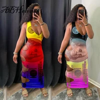 summer 2021 casaul fashion print maxi dresses for women vestidos hollow out streetwear summer clothes for women