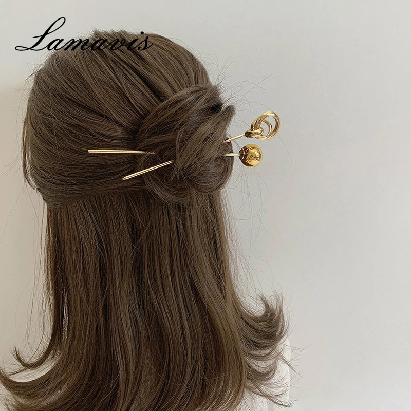 

Шпилька для волос в Корейском стиле, Модная Золотая шпилька для волос, простая и универсальная Однослойная шпилька для волос, аксессуары дл...