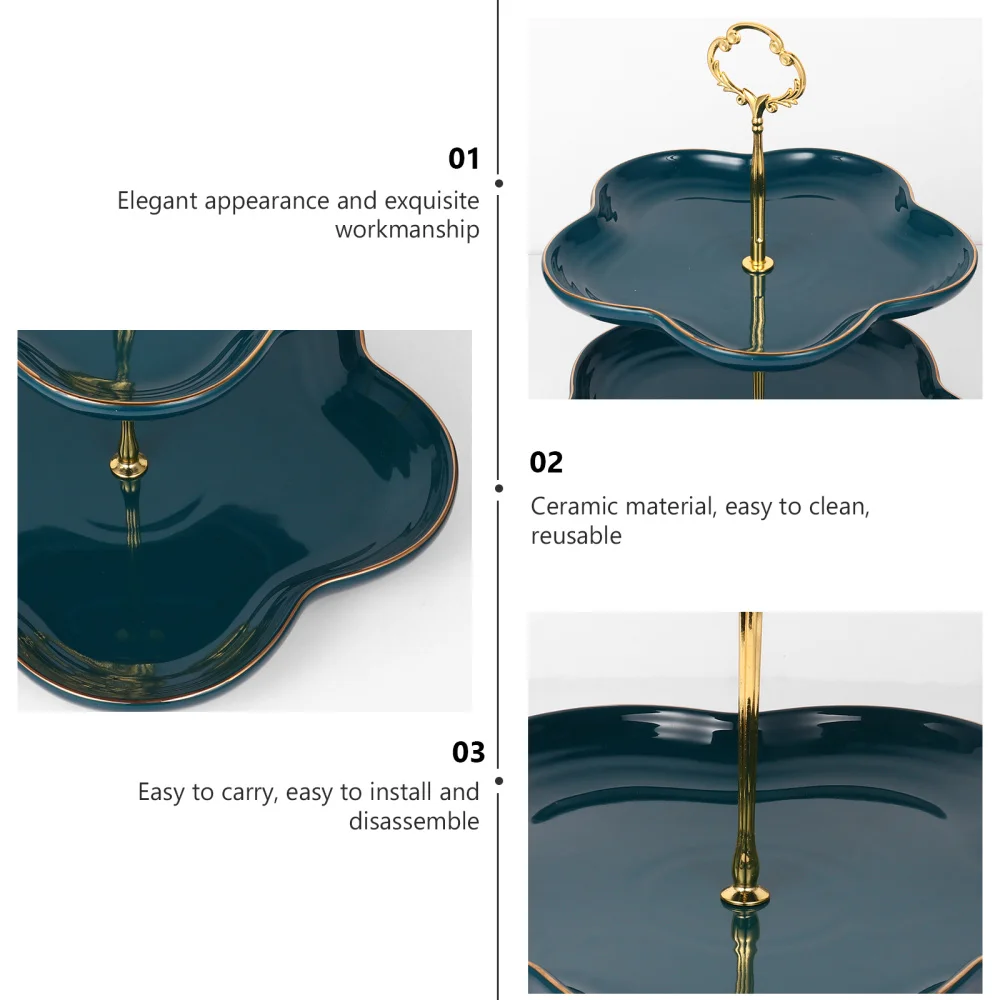 

1pc Cupcake Stand Ceramic Double Layer Dessert Pastry Stand Display Tray