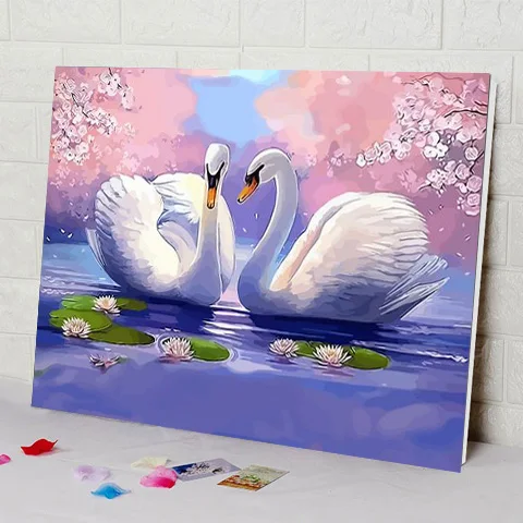 Цветок DIY картина по номерам Настенный декор ручной работы Холст Картина маслом