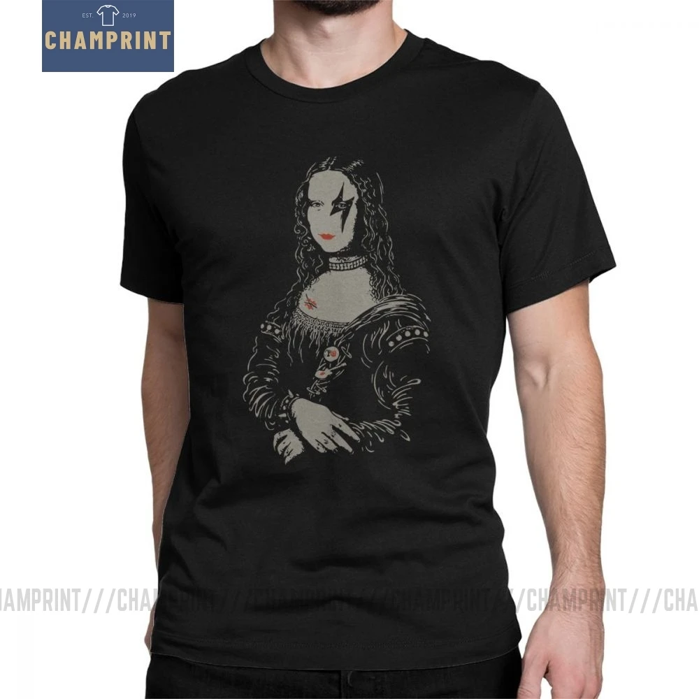 

Men T Shirt Renaissance Rocks Mona Lisa Funky Short Sleeved Tees Round Neck Tops 100% Cotton Plus Size T-Shirts