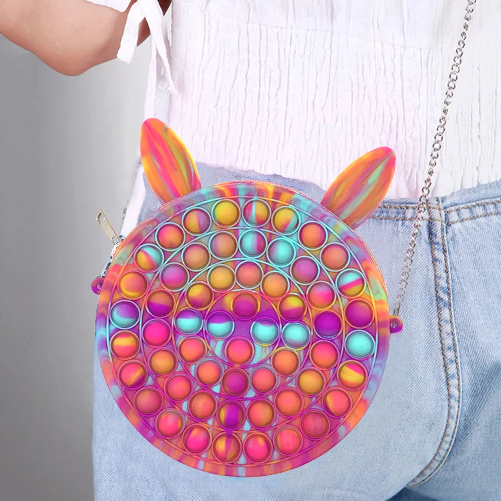 

Женская модная сумка через плечо из пузырчатой пленки, антистрессовый кошелек с пузырчатой цепочкой, симпатичная сумочка для декомпрессии ...