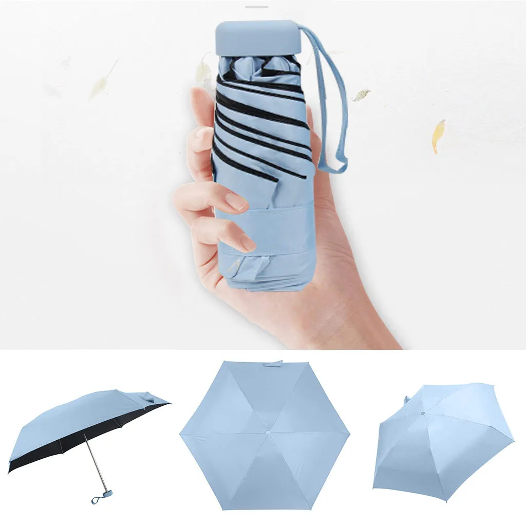 Sky Blue Дождливый день карманный зонтик мини складной зонт от солнца плоский легкий зонтик складной мини зонтик путешествия дождевик - Цвет: Sky Blue