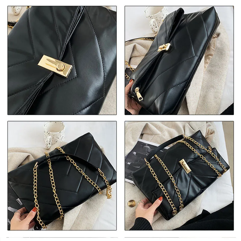 

PU Leather Underarm Bag for Women 2021 Branded Trending Black Shoulder Handbags and Purses Female Travel Hand Bag