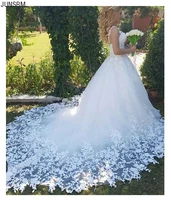 tulle lace sweep train appliqued ball gown wedding dress lace up sweetheart bridal gown custom made
