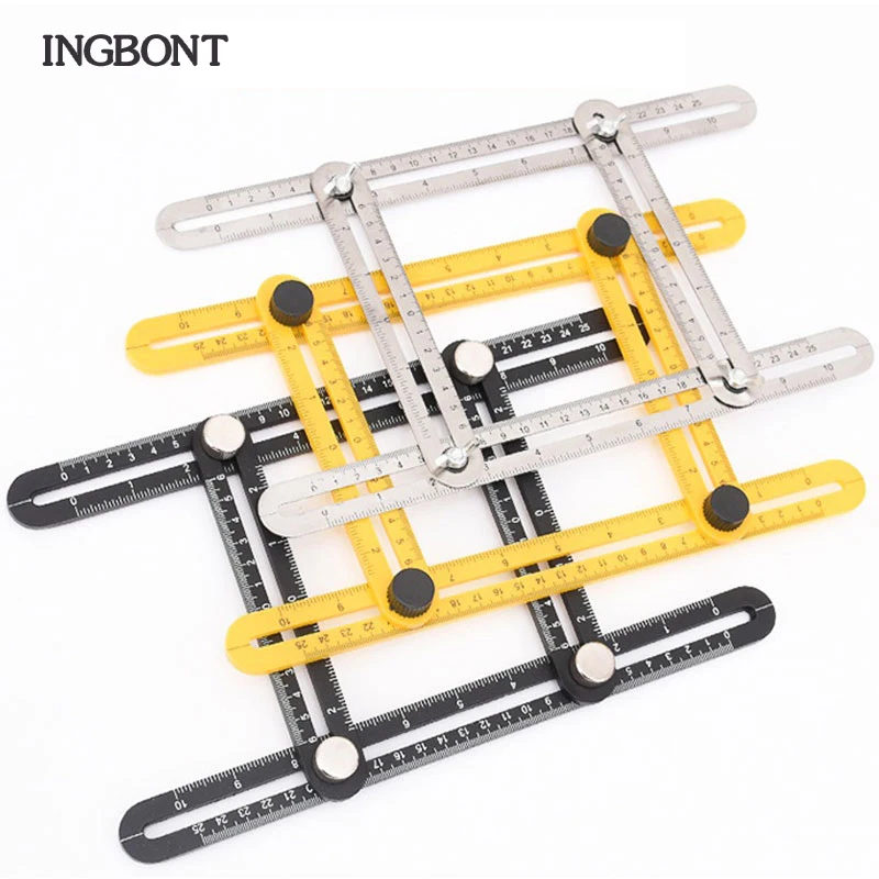 

INGBONT Movable Four-Fold Ruler Angle Ruler Measuring Protractor Professional Template Tool With Metric Inch Scale Tools Set