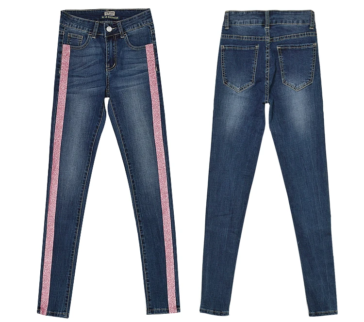 

New Jeans Denim Pants Straight Women Worn out Spring High Casual DM001
