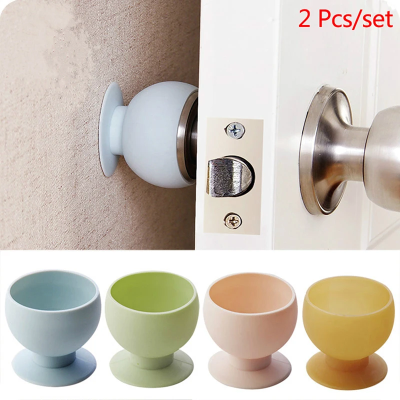

2pcs Cup type door knob Dust covers Round Rubber Wall Protector Door Handle Bumper Guard Stopper Baby Safety Supplies Crash Pad
