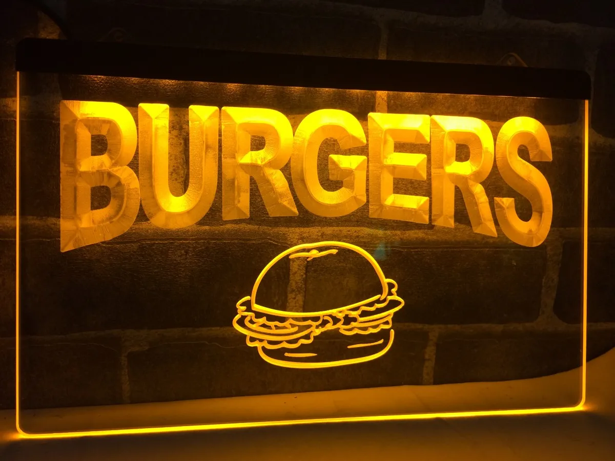 M082 гамбургеры кафе светодиодная неоновая световая вывеска | Дом и сад