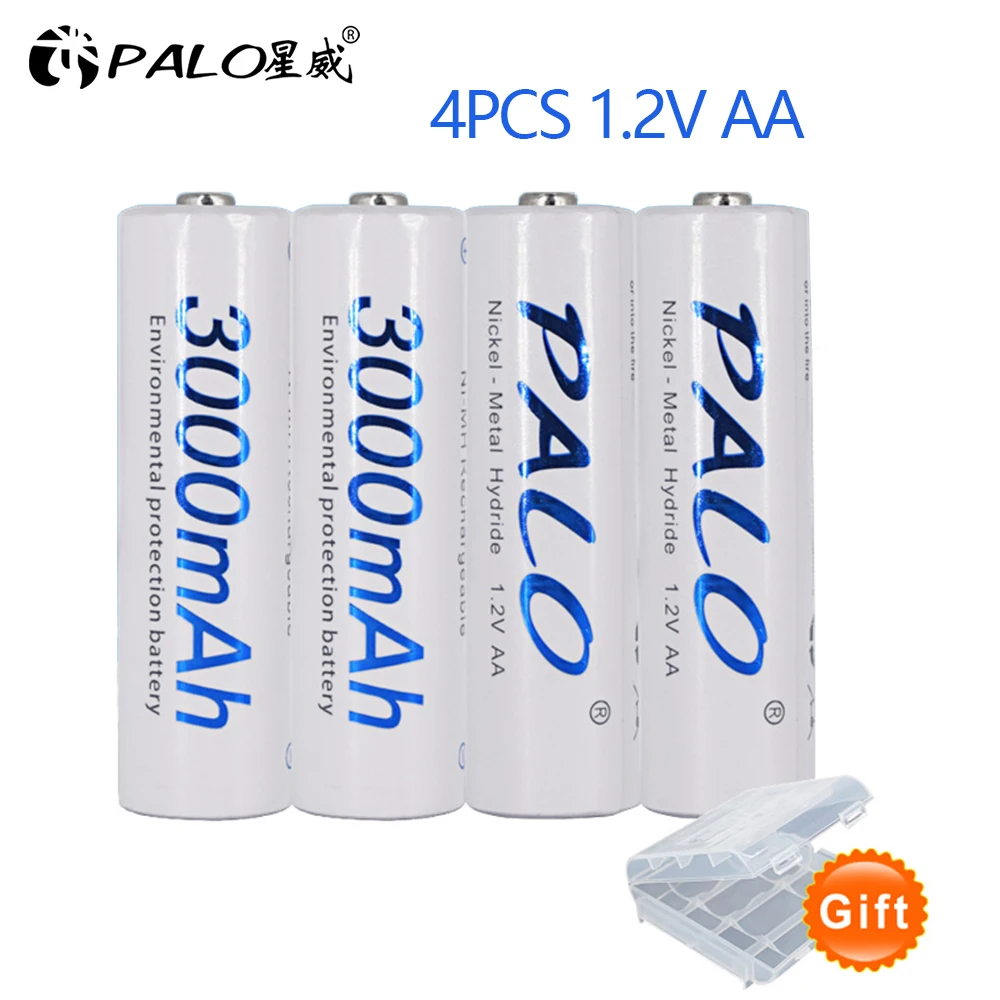 4 шт. 2a AA батареи 1,2 V AA 3000mAh Ni-MH Предварительно заряженный аккумулятор 2A батареи для камеры, часов и бритвы