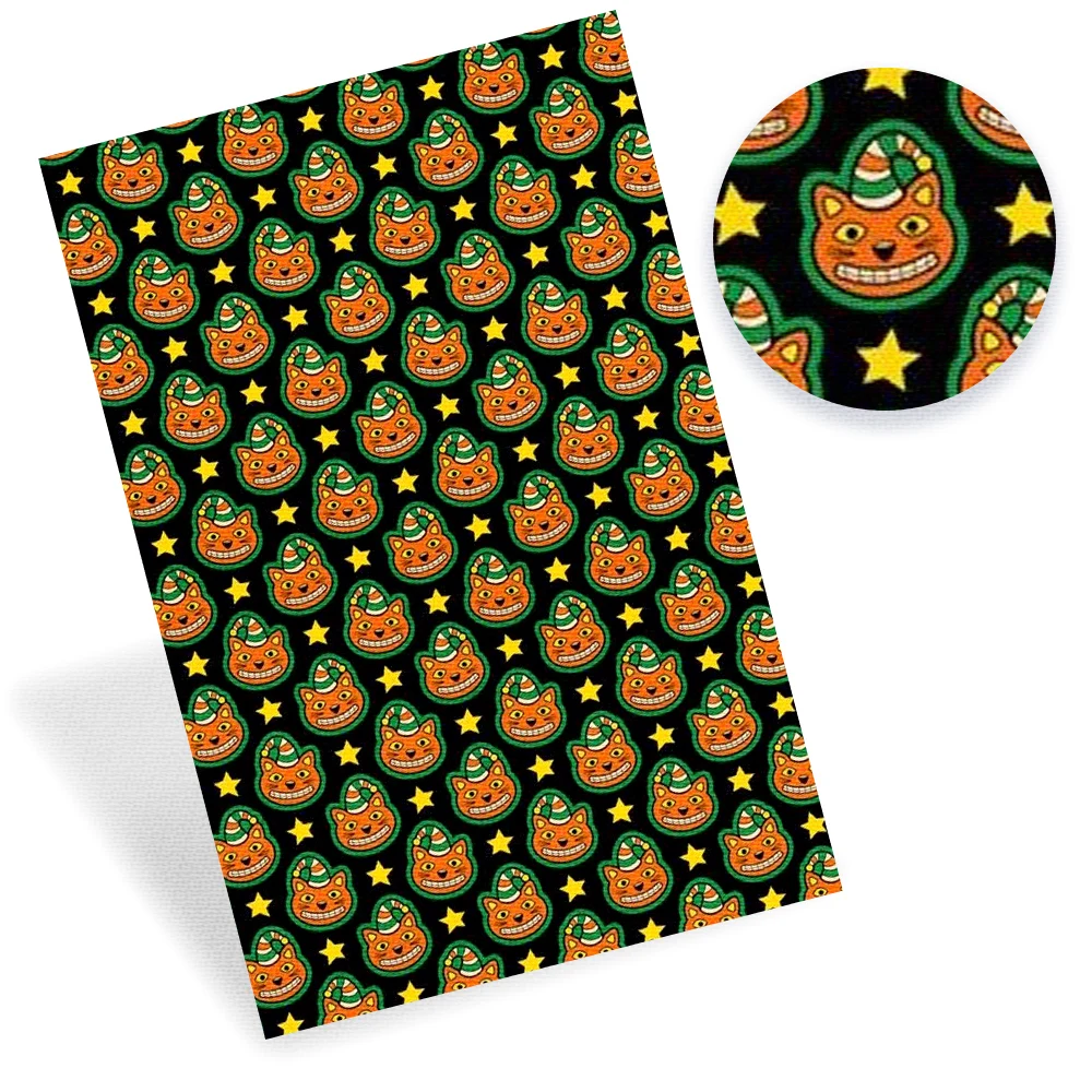 IBOWS 22*30cm Faux Synthetic Leather Sheets Skull Hat Ghost Printed Fabric DIY Handmade Garment Home Textil Supplies | Дом и сад