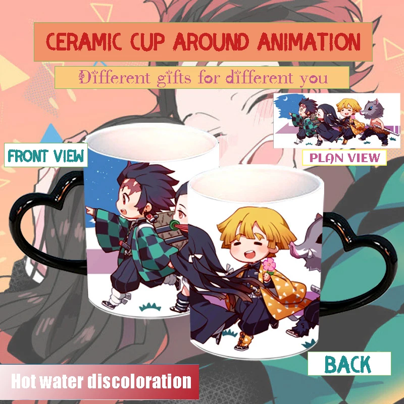 

Devil's Blade Anime Peripheral Demon Slayer Kimetsu No Yaiba Tanjirou Nezuko Color Changing Ceramics Water Cup Mug Birthday Gift