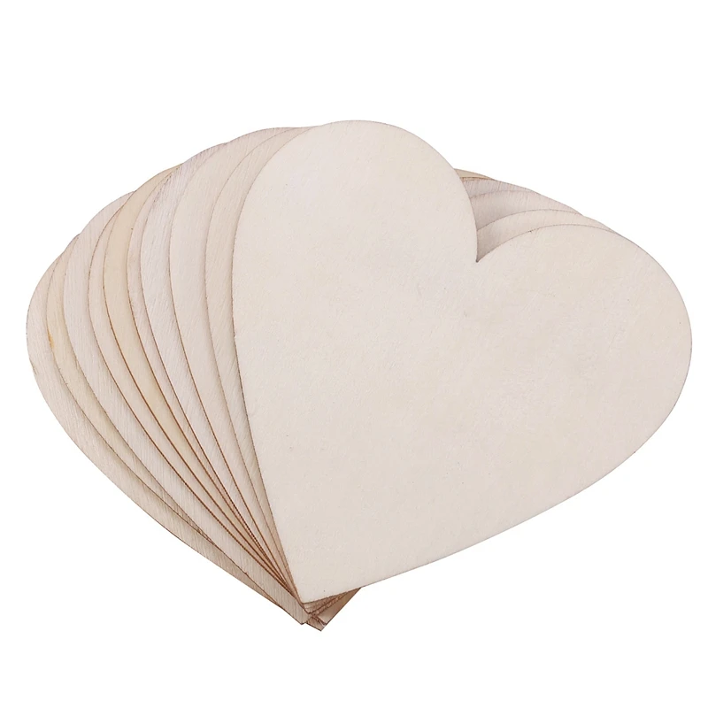 

Lot Of 10Pcs 80Mm Embellishment Blank Heart Shape Wood For Craft Wedding Decoration