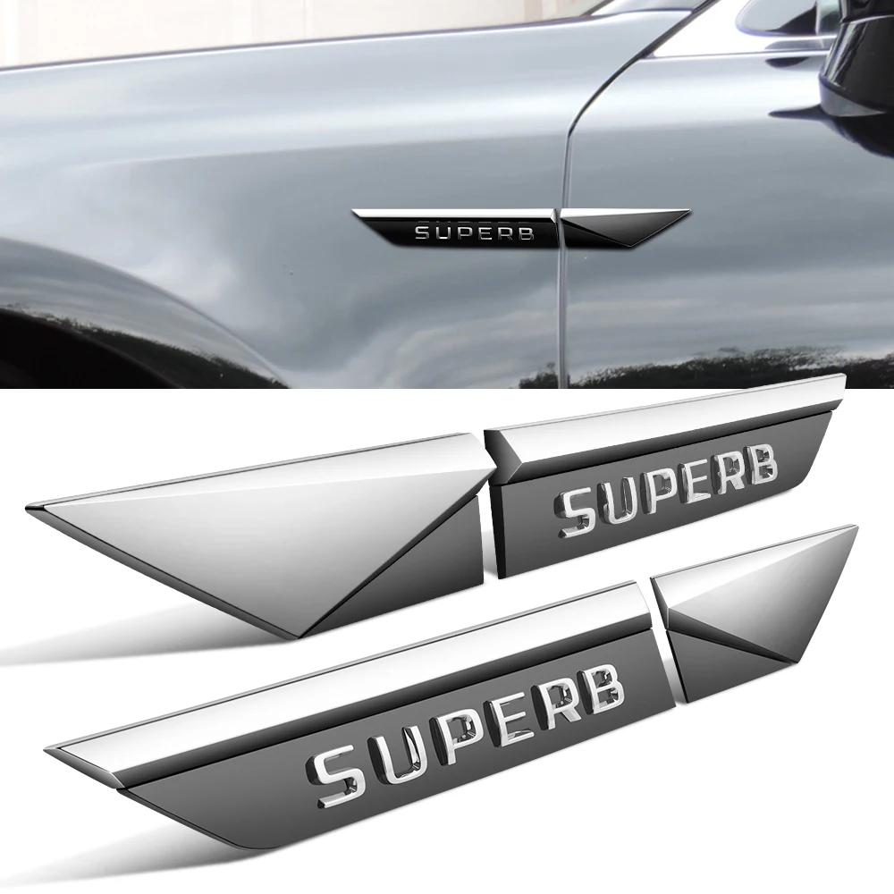 

2Pcs SUPERB Nameplate Emblem Car Blade Fender Sticker For Skoda Superb 2 3 MK2 MK3 SUPERB Letter Label Badge Sticker Accessories