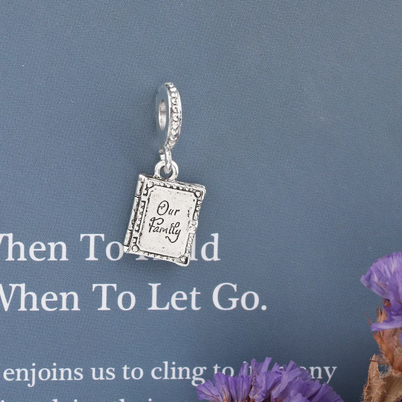 5PCS Silver Color Alloy Beads Our Family Memorial Book Pendant Notebooks Charm Fit Women PAN Necklaces Men Bracelets DIY Jewelry | Украшения