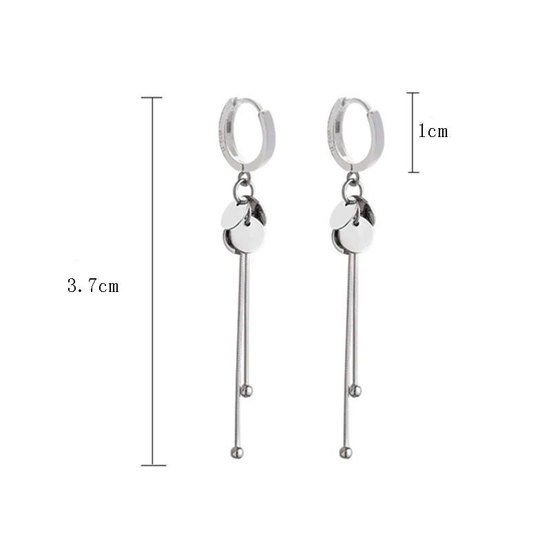 

Long Tassel Disc Drop Earrings Silver Color 2021 Fashion Hanging Women Earrings Summer Jewelry Girls Party Gift Vintage Earring