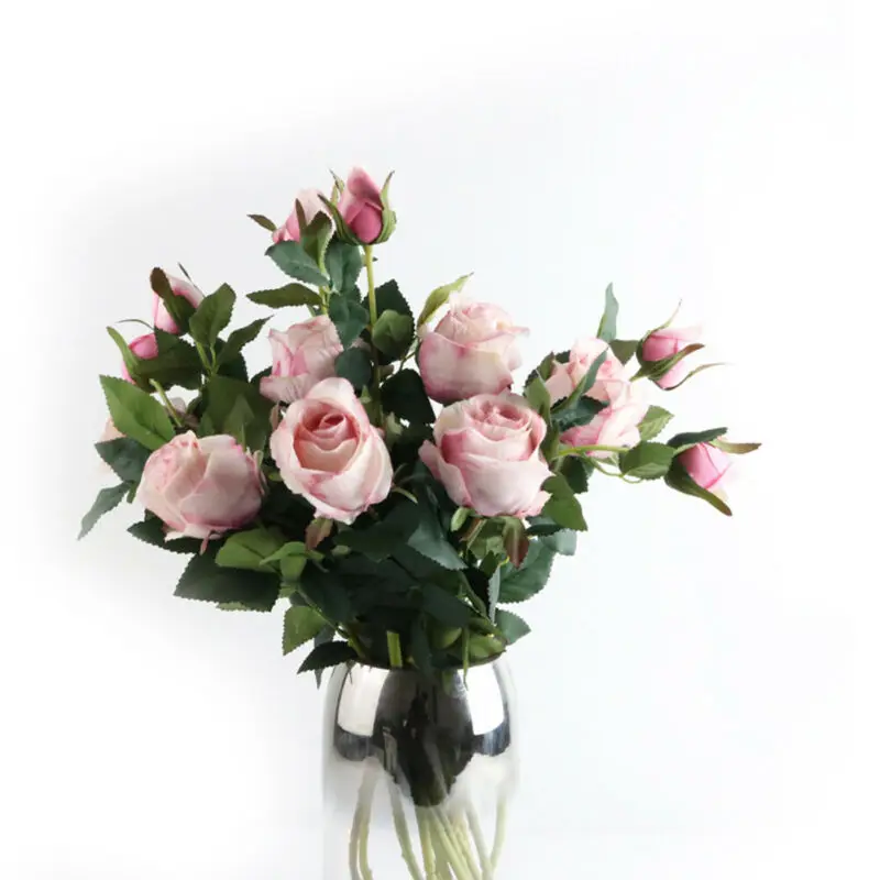 Модная искусственная Роза 1 букет 2 шелковые бутоны Цветы Свадебный деко гостиная