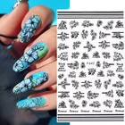 3D наклейки для ногтей в форме сексуальной женщины, Листьев, цветов, любовных узоров, слайдер, черные и белые наклейки для ногтей, украшение для ногтей, 1 шт.