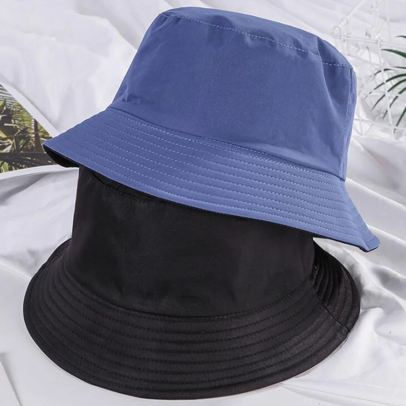 

Brand New Unisex Summer Women's Bucket Hats for Men Double Sided Fishing Hats Sun Cap Sun-protection Lovers Cheap Reversible Hat