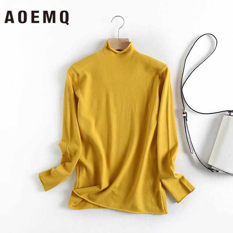 AOEMQ Spring New Arrival 10 Colors Sweaters Button Up Collar Pullovers Thin Sweater Camping Pinic Party Wear Women Clothing | Женская