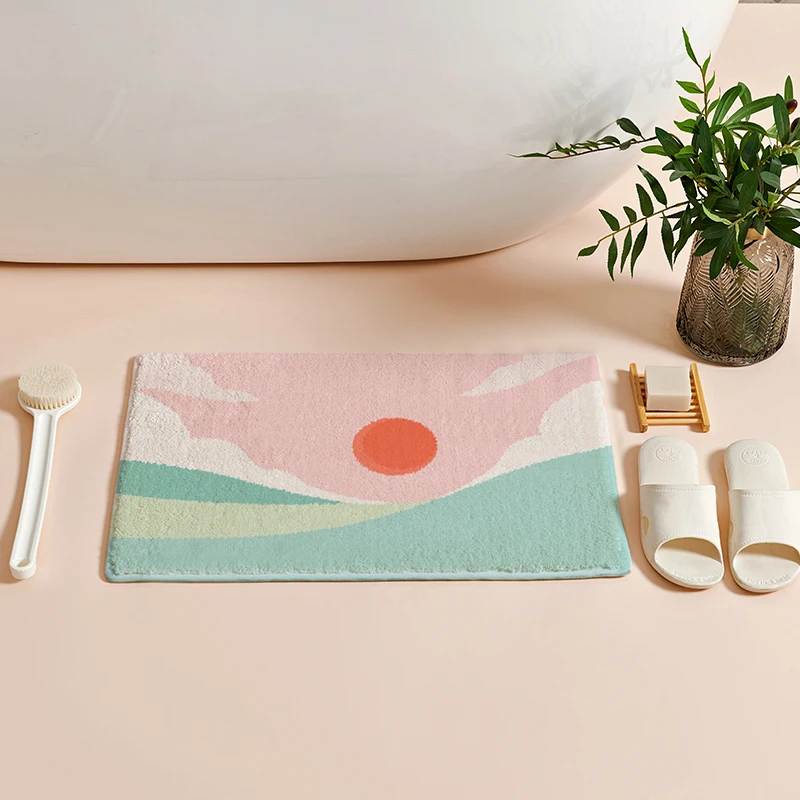 

European Bathroom Mat Waterproof Absorbent Nordic Light Pink Shower Bathroom Rugs Floor Zerbino Ingresso Bathroom Decor BK50YS