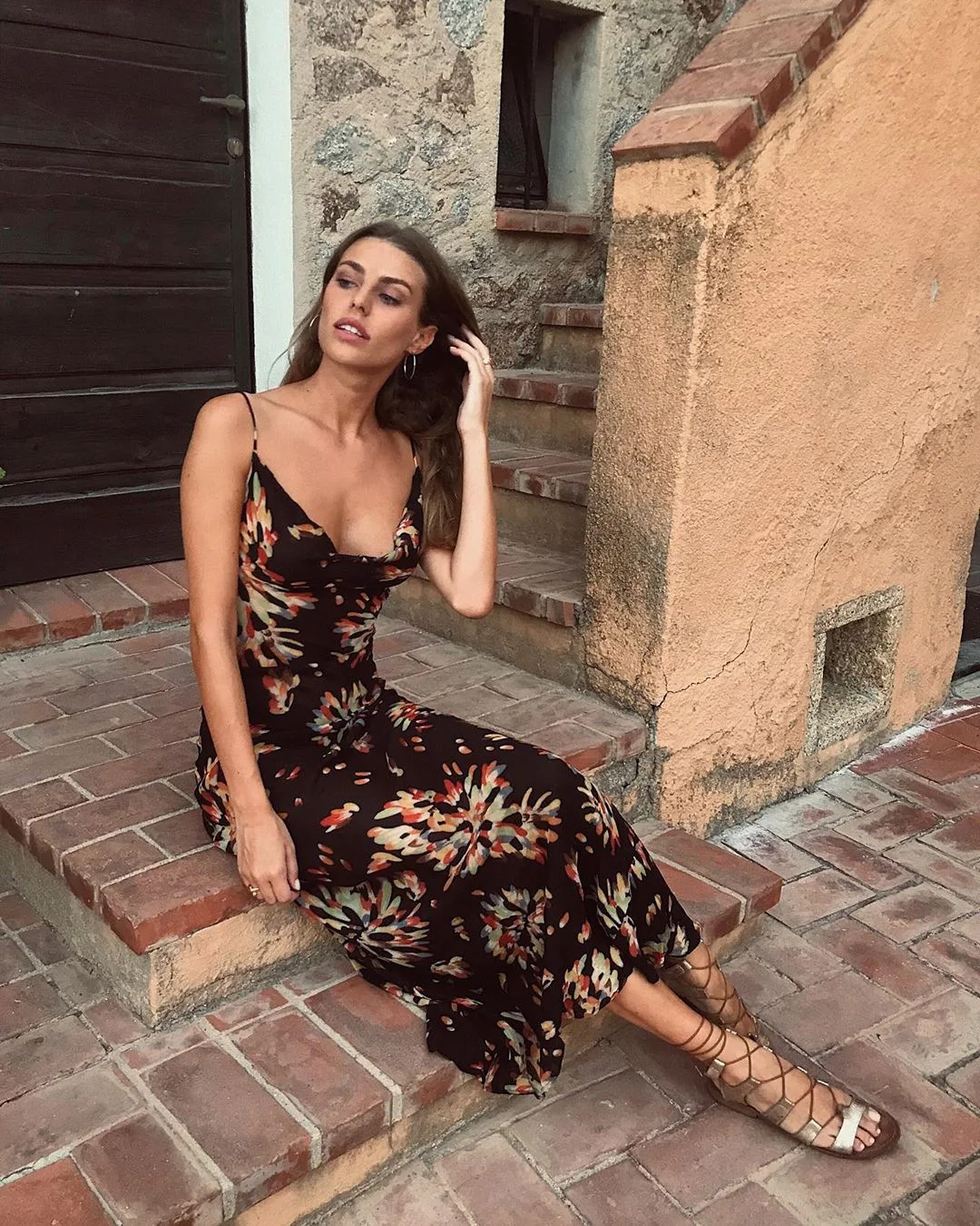 

Sling Maxi Dresses for Women 2021 Summer New Flower Fashion Sexy Printing Backless Collar Night Party & Club Bohemia Fireworks