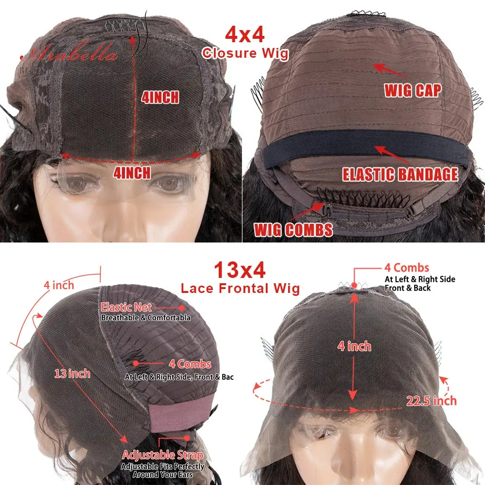 

Bone Straight Human Hair Wig Double Drawn Virgin Hair 4x4 Lace Closure Wig 100% Human Hair Wigs Pre Plucked Arabella Lace Front