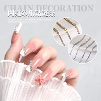 new 3d metal 25cm jewel chain nail art decorations goldsilver alloy charm chains diy uv gel design manicure accessory