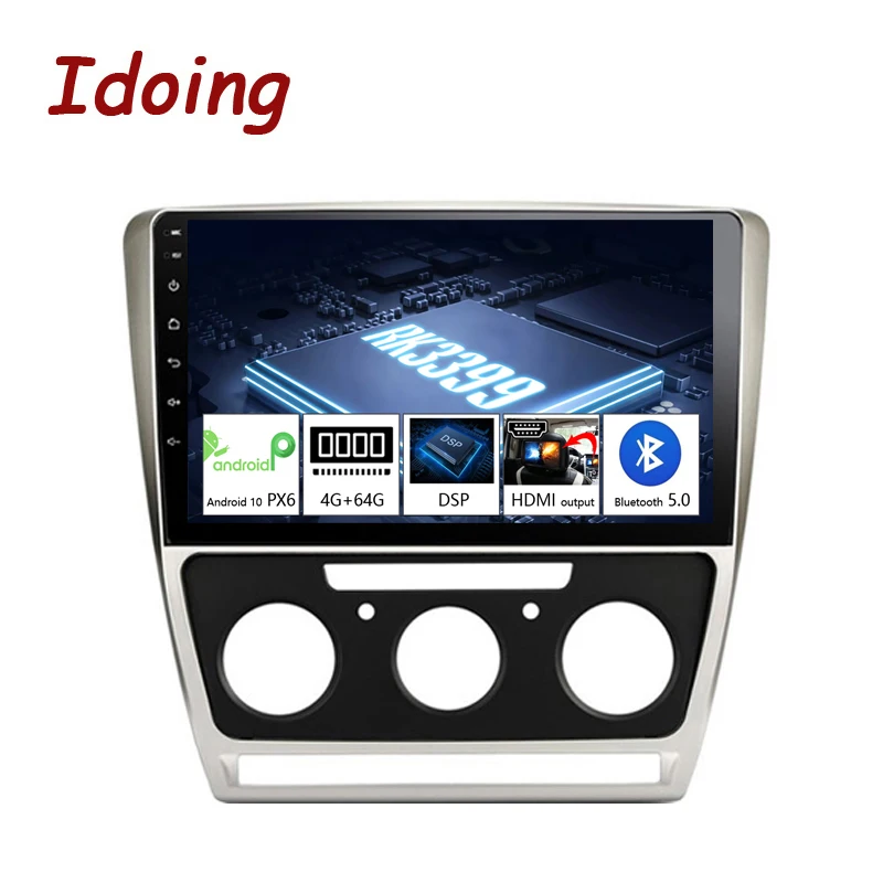 Автомобильный мультимедийный плеер Idoing 10 2 дюйма PX6 Android GPS для SKODA Octavia 2008 2014 A5
