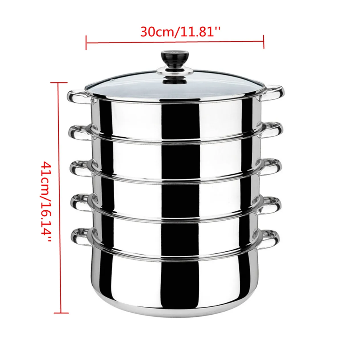 

30cm Stainless Steel Thick Steamer pot 5-layer Soup Steam Pot Universal Cooking Pots for Induction Cooker Gas Stove steam pot