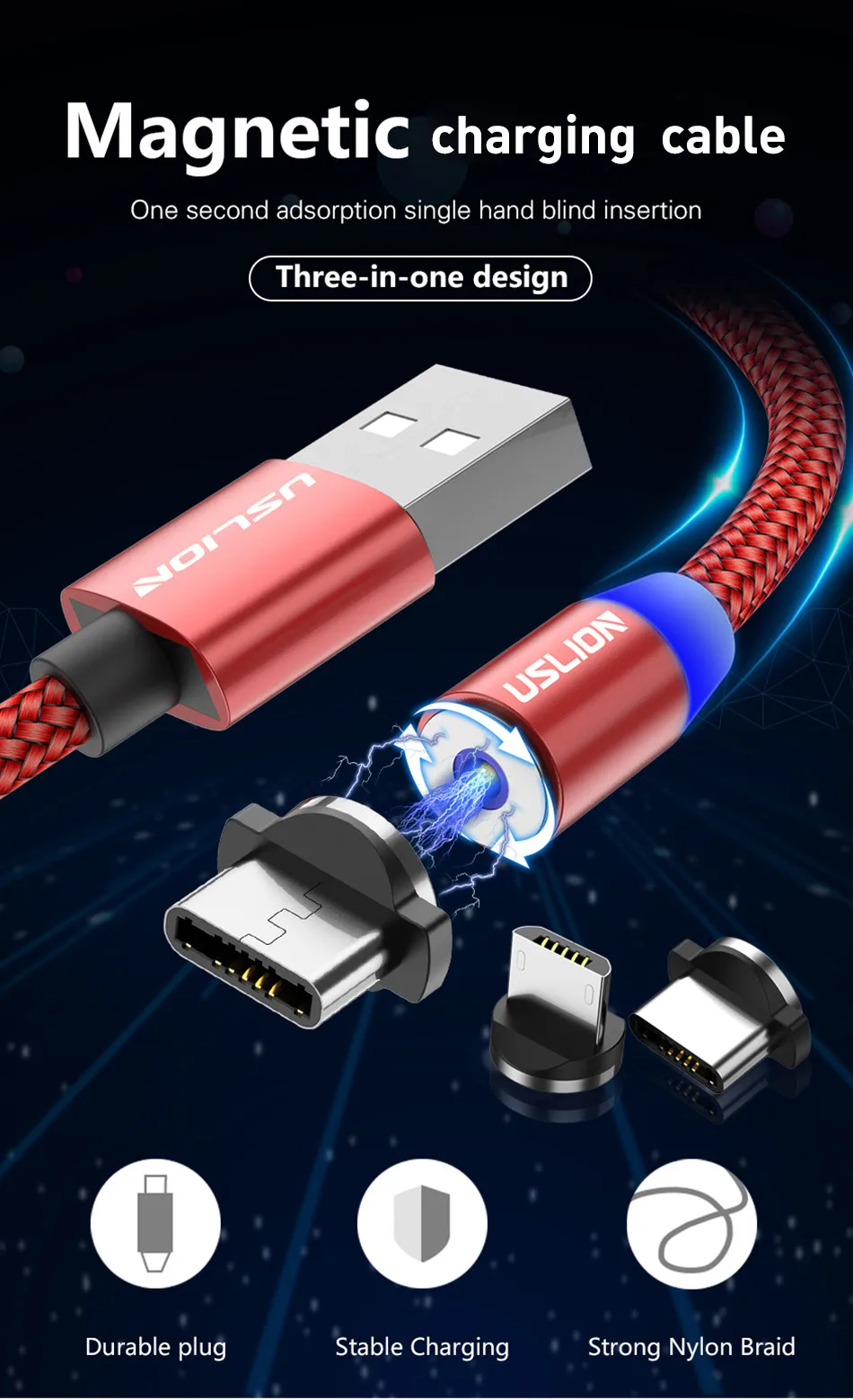 Магнитный кабель USB для быстрой зарядки кабель usb type C Магнитный кабель для зарядки данных Micro USB кабель для мобильного телефона USB шнур