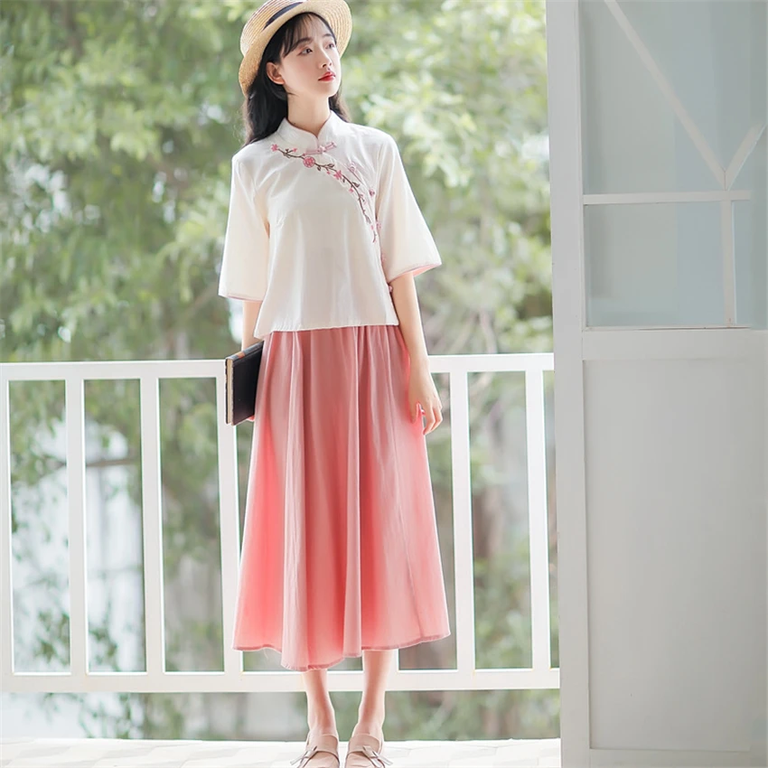 Комплект женской традиционной китайской одежды Элегантный Восточный костюм Тан