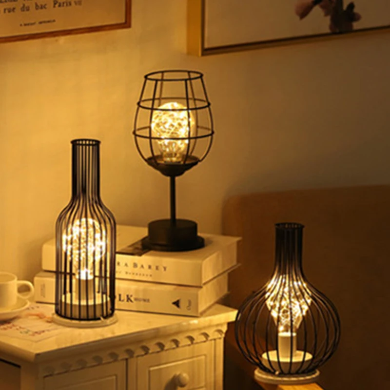

LED Night Light Metal Red Wine Glass Bottle Decanter Bottle Hip Flask Bedside Desk Table Night Lamp for Bedroom Bar Hotel
