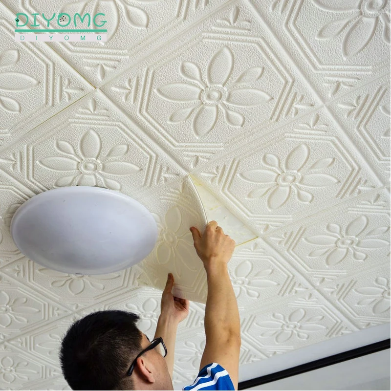New 3D Self-adhesive Wall Stickers Waterproof Roof Ceiling Wallpaper DIY TV Background Living Room Bedroom Decor Foam stickers