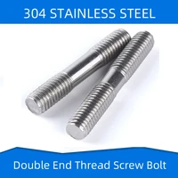304 stainless steel two head screw bolt dound end screws rod thenthening fastening stick m12 m14 m16 m20