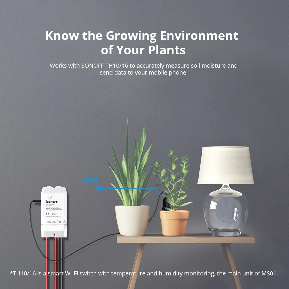 SONOFF MS01 Smart Flora Soil Monitor Garden Care Plant Grass Water Moisture Tester Sensor DIY Flower Gardening Detector | Обустройство