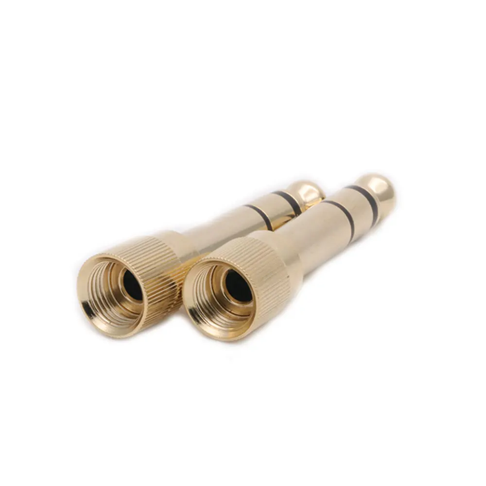 10pcs gold plated adapter jack 6 35mm 3pole stereo male plug with inside screw to 3 5mm jack stereo female socket converter free global shipping