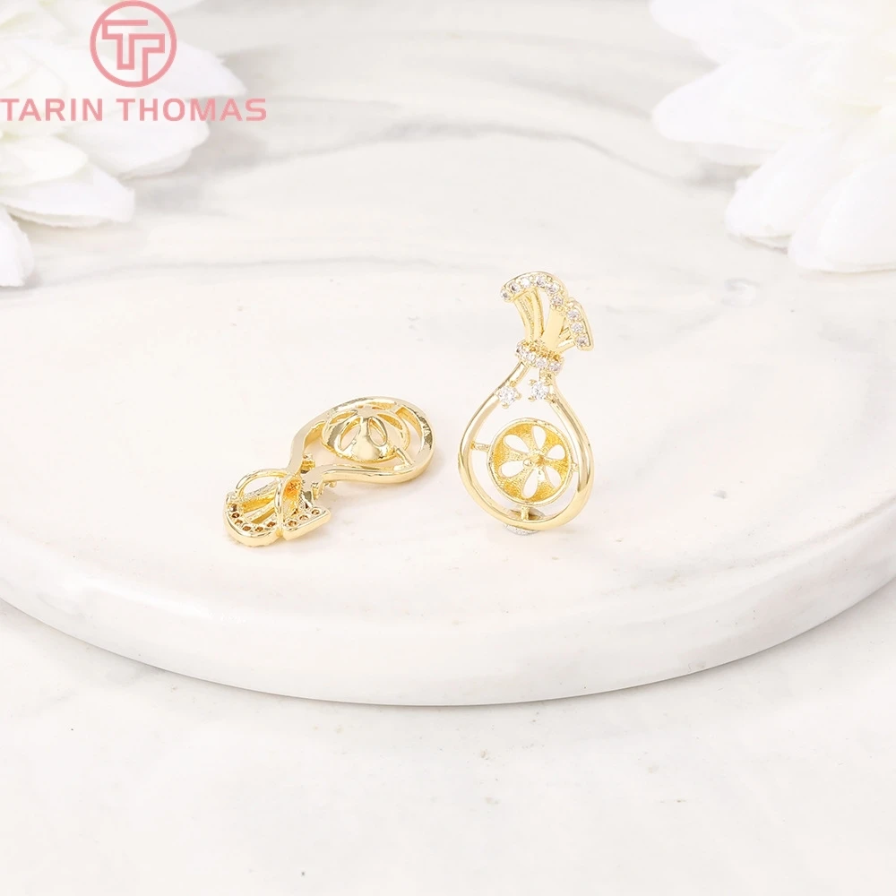 

(559)4PCS 11x21MM 24K Gold Color Brass with Zircon Purse Charms Pendants High Quality Diy Jewelry Findings Accessories