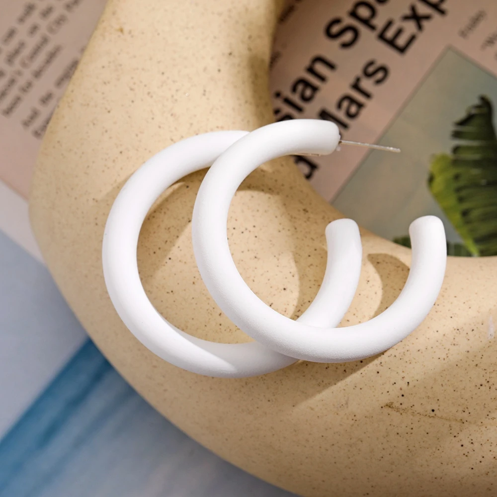 FAMSHIN Простые Модные яркие цветные C-образные большие серьги для женщин и девушек