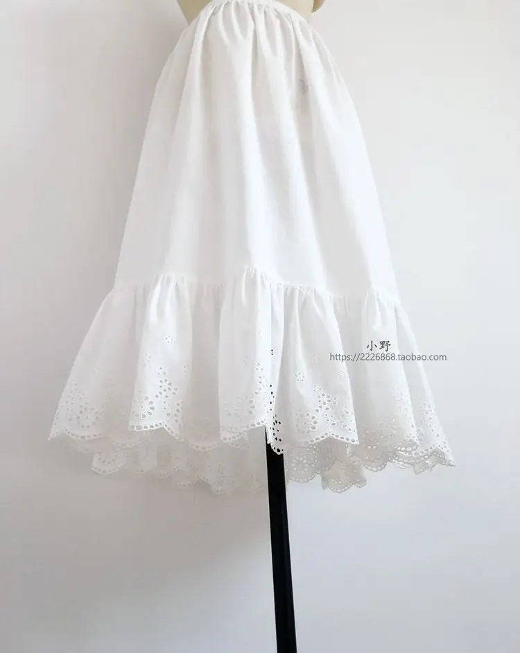 Белая длинная Нижняя юбка из чистого хлопка с рюшами однослойная тонкая Женская