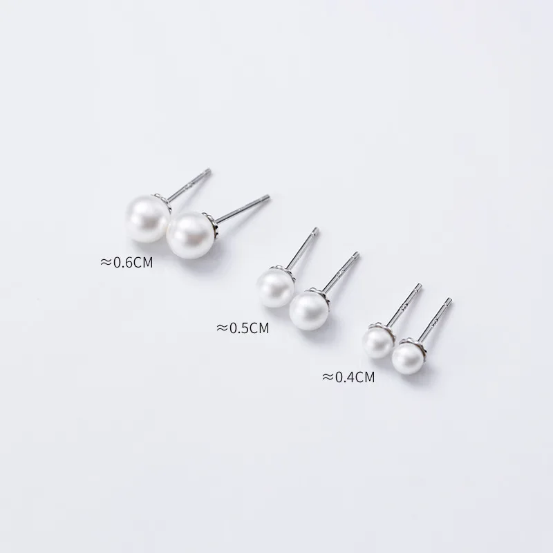 

Small Pearl Earrings for Women Girls Minimalist 925 Sterling Silver Stud Earrings Hypoallergenic Pierced Jewelry