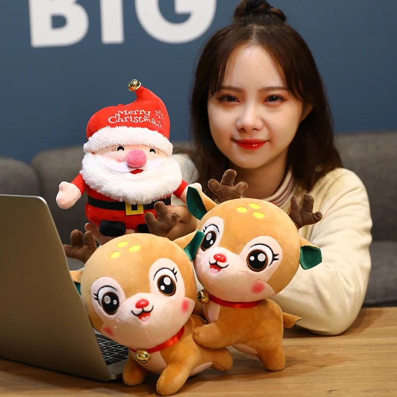 

Детская мягкая плюшевая игрушка в виде оленя, деда мороза, 20 см