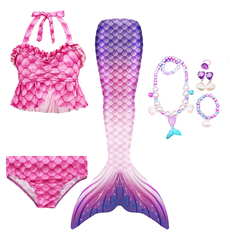 Купальник для девочек с хвостом русалки комплект бикини одежда купания детские