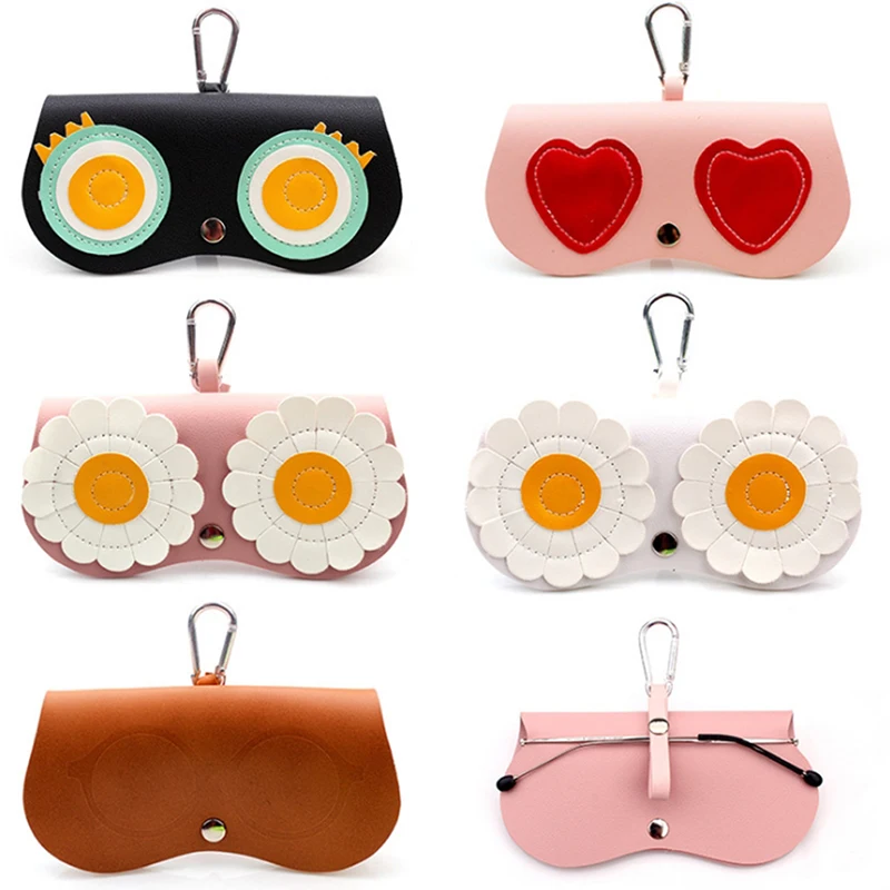 

1PC Sunglasses Box Soft Package Folding Mirror Bag Pendant Cute Glasses Case Storage