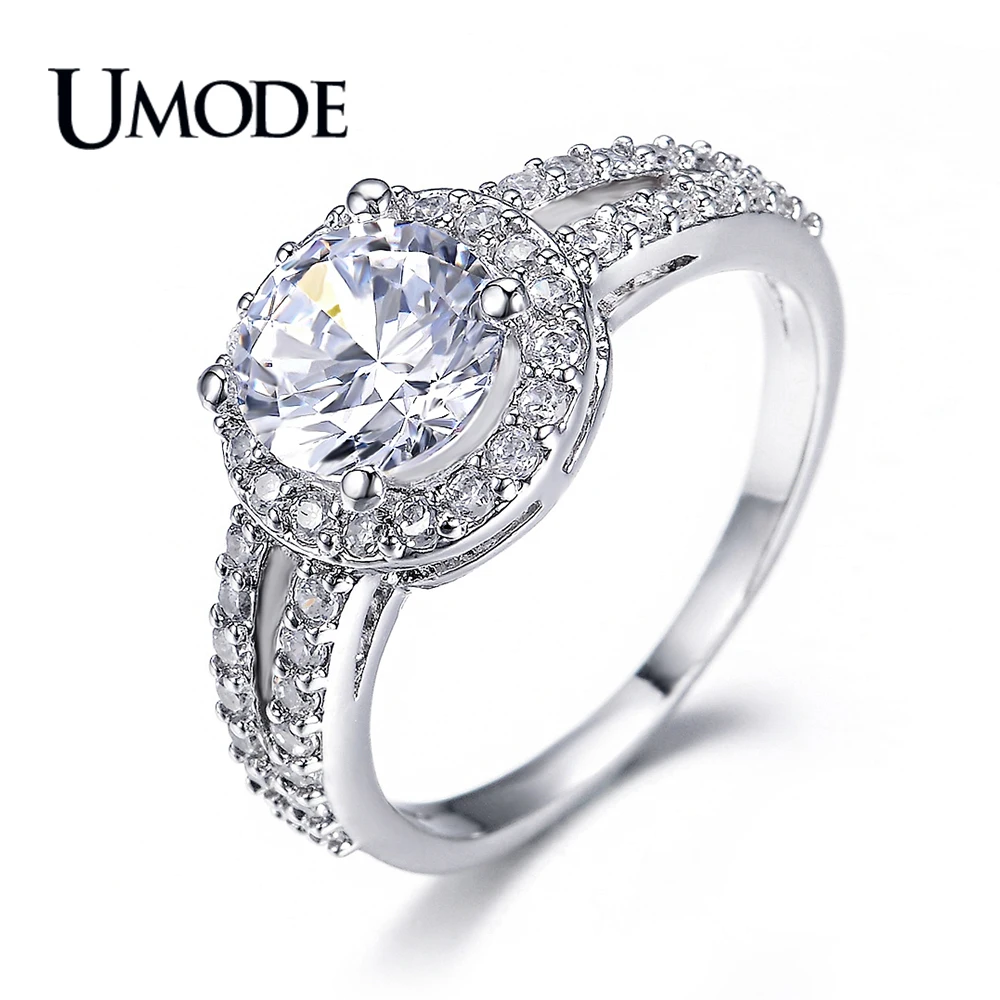 Обручальное кольцо UMODE Halo с высшего класса 2ct AAA CZ обручальные кольца ювелирные
