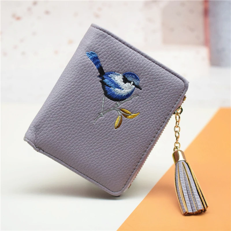 

Designer Wallet Luxury Brand Women Purse PU Leather Black/blue/black Wallets for Women Embroidery Short Cute Wallet Female Purse