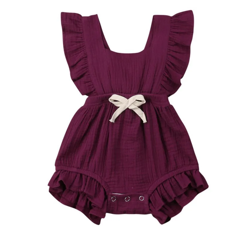 

Summer Baby Girl Ruffle Solid Color Romper Toddler Jumpsuit Outfits Sunsuit for Newborn Infant Children Clothes Kid Clothing